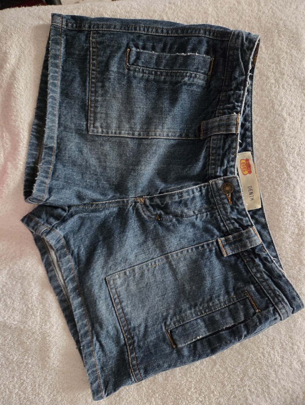 Vintage Y2K 90s Route 66 Denim Jean Utility Shorts Flap Pockets Women's Size 12